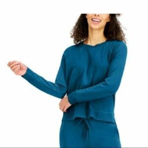 Alfani Intimates Modern Teal Long Sleeve Sleep Sweatshirt Women's Pajama Top NWT